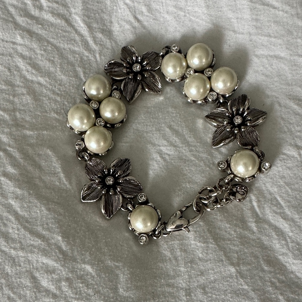Brighton Silver and Pearl Flower Bracelet